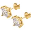 imageAmazon Essentials Plated Sterling Silver Cubic Zirconia Stud Earrings Round ampamp PrincessWhiteYellow Gold