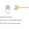 imageAmazon Essentials Plated Sterling Silver Cubic Zirconia Stud Earrings Round ampamp PrincessWhiteYellow Gold