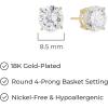 imageAmazon Essentials Plated Sterling Silver Cubic Zirconia Stud Earrings Round ampamp PrincessWhiteYellow Gold