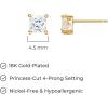 imageAmazon Essentials Plated Sterling Silver Cubic Zirconia Stud Earrings Round ampamp PrincessWhiteYellow Gold