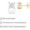 imageAmazon Essentials Plated Sterling Silver Cubic Zirconia Stud Earrings Round ampamp PrincessWhiteYellow Gold