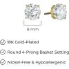 imageAmazon Essentials Plated Sterling Silver Cubic Zirconia Stud Earrings Round ampamp PrincessWhiteYellow Gold