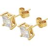 imageAmazon Essentials Plated Sterling Silver Cubic Zirconia Stud Earrings Round ampamp PrincessWhiteYellow Gold