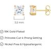 imageAmazon Essentials Plated Sterling Silver Cubic Zirconia Stud Earrings Round ampamp PrincessWhiteYellow Gold