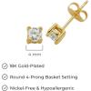 imageAmazon Essentials Plated Sterling Silver Cubic Zirconia Stud Earrings Round ampamp PrincessWhiteYellow Gold