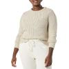 imageAmazon Essentials Womens 100 Cotton Crewneck Cable SweaterBeige