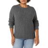 imageAmazon Essentials Womens 100 Cotton Crewneck Cable SweaterCharcoal Heather