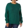 imageAmazon Essentials Womens 100 Cotton Crewneck Cable SweaterDark Green