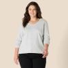imageAmazon Essentials Womens 100 Cotton RegularFit LongSleeve VNeck TShirtLight Grey Heather
