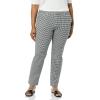 imageAmazon Essentials Womens BiStretch Full Length Straight Leg PantWhite Gingham
