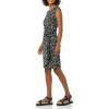 imageAmazon Essentials Womens Cap Sleeve BoatNeck Faux Wrap DressBlack Ditsy Floral