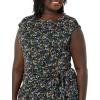 imageAmazon Essentials Womens Cap Sleeve BoatNeck Faux Wrap DressBlack Ditsy Floral