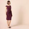 imageAmazon Essentials Womens Cap Sleeve BoatNeck Faux Wrap DressBurgundy