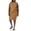 imageAmazon Essentials Womens Cap Sleeve BoatNeck Faux Wrap DressDark Camel Leopard