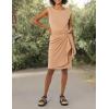 imageAmazon Essentials Womens Cap Sleeve BoatNeck Faux Wrap DressLight Brown