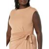 imageAmazon Essentials Womens Cap Sleeve BoatNeck Faux Wrap DressLight Brown