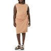 imageAmazon Essentials Womens Cap Sleeve BoatNeck Faux Wrap DressLight Brown