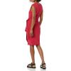 imageAmazon Essentials Womens Cap Sleeve BoatNeck Faux Wrap DressRaspberry Red