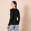 imageAmazon Essentials Womens Cinched VNeck Long Sleeve SlimFit RibKnit TShirt Pack of 2BlackEggshell White