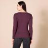 imageAmazon Essentials Womens Cinched VNeck Long Sleeve SlimFit RibKnit TShirt Pack of 2BurgundyEggshell White