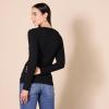 imageAmazon Essentials Womens Cinched VNeck Long Sleeve SlimFit RibKnit TShirt Pack of 2GreyBlack