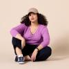 imageAmazon Essentials Womens Cinched VNeck Long Sleeve SlimFit RibKnit TShirt Pack of 2PurpleWhite