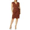 imageAmazon Essentials Womens Classic Cap Sleeve Wrap Dress Available in Plus SizeBrown Floral Print