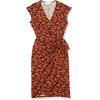 imageAmazon Essentials Womens Classic Cap Sleeve Wrap Dress Available in Plus SizeBrown Floral Print