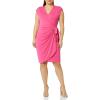 imageAmazon Essentials Womens Classic Cap Sleeve Wrap Dress Available in Plus SizeDark Pink
