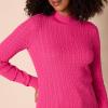 imageAmazon Essentials Womens ClassicFit Lightweight Cable LongSleeve Mock Neck SweaterBright Pink