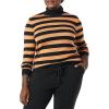 imageAmazon Essentials Womens ClassicFit Lightweight LongSleeve Turtleneck Sweater Available in Plus SizeBlack Camel Rugby Stripe