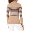 imageAmazon Essentials Womens ClassicFit Lightweight LongSleeve Turtleneck Sweater Available in Plus SizeCamel Navy Placed Stripe