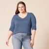 imageAmazon Essentials Womens ClassicFit Lightweight LongSleeve VNeck Sweater Available in Plus SizeBlue Heather