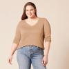 imageAmazon Essentials Womens ClassicFit Lightweight LongSleeve VNeck Sweater Available in Plus SizeCamel Heather