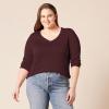 imageAmazon Essentials Womens ClassicFit Lightweight LongSleeve VNeck Sweater Available in Plus SizeDark Burgundy