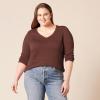 imageAmazon Essentials Womens ClassicFit Lightweight LongSleeve VNeck Sweater Available in Plus SizeDark Chestnut Brown Heather