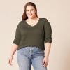 imageAmazon Essentials Womens ClassicFit Lightweight LongSleeve VNeck Sweater Available in Plus SizeDark Olive Heather