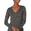 imageAmazon Essentials Womens ClassicFit Lightweight LongSleeve VNeck Sweater Available in Plus SizeGrey Heather Leopard Print