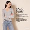 imageAmazon Essentials Womens ClassicFit Lightweight LongSleeve VNeck Sweater Available in Plus SizeLight Grey Heather