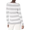 imageAmazon Essentials Womens ClassicFit Lightweight LongSleeve VNeck Sweater Available in Plus SizeLight Grey Heather White Rugby Stripe