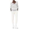 imageAmazon Essentials Womens ClassicFit Lightweight LongSleeve VNeck Sweater Available in Plus SizeLight Grey Heather White Rugby Stripe