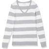 imageAmazon Essentials Womens ClassicFit Lightweight LongSleeve VNeck Sweater Available in Plus SizeLight Grey Heather White Rugby Stripe