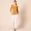 imageAmazon Essentials Womens ClassicFit Lightweight LongSleeve VNeck Sweater Available in Plus SizeMustard Heather