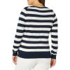 imageAmazon Essentials Womens ClassicFit Lightweight LongSleeve VNeck Sweater Available in Plus SizeNavy White Rugby Stripe