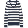 imageAmazon Essentials Womens ClassicFit Lightweight LongSleeve VNeck Sweater Available in Plus SizeNavy White Rugby Stripe