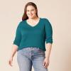 imageAmazon Essentials Womens ClassicFit Lightweight LongSleeve VNeck Sweater Available in Plus SizeTeal Blue Heather