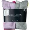 imageAmazon Essentials Womens Cotton Crew Socks Lightly Cushioned 10 PairsPinkGreyWhite