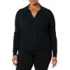 imageAmazon Essentials Womens Fine Gauge Stretch Polo Ribbed Cardigan Previously Daily RitualBlack