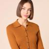 imageAmazon Essentials Womens Fine Gauge Stretch Polo Ribbed Cardigan Previously Daily RitualDark Caramel