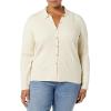 imageAmazon Essentials Womens Fine Gauge Stretch Polo Ribbed Cardigan Previously Daily RitualSand Heather